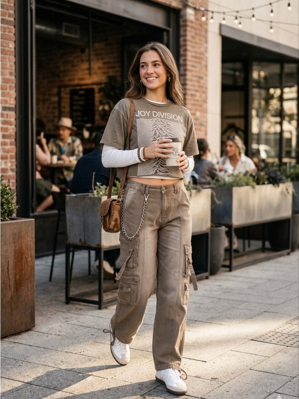 VIP Jeans Tan Cargo Wide Leg Pants Y2K Utility Streetwear Low Rise Size 13/33